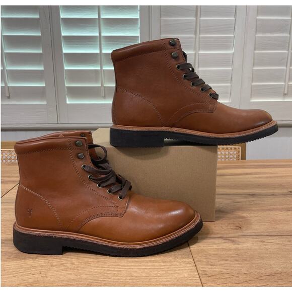 Frye Men's Gordon Lace Up Casual Boots Brown Soft Leather Size 10 NWOB Comfy - Picture 2 of 11
